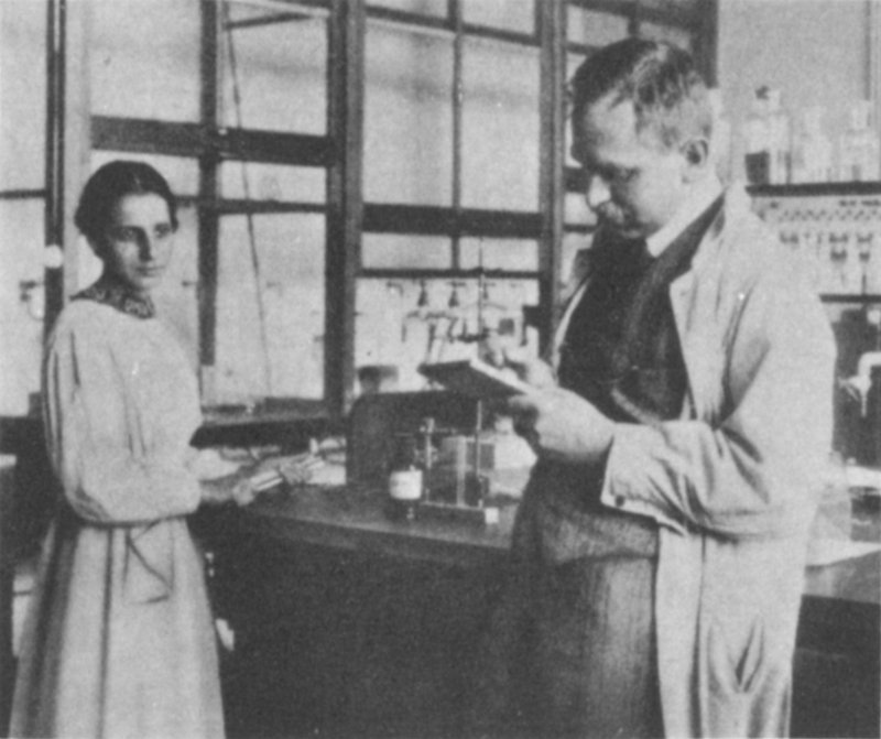Lise Meitner and Otto Hahn in their laboratory in the 1930s