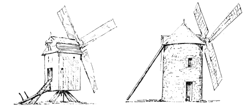 Usual tail beam on post mills and hybrid mills.
