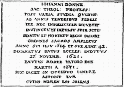 MONUMENT OF DR. DONNE, Inscription.