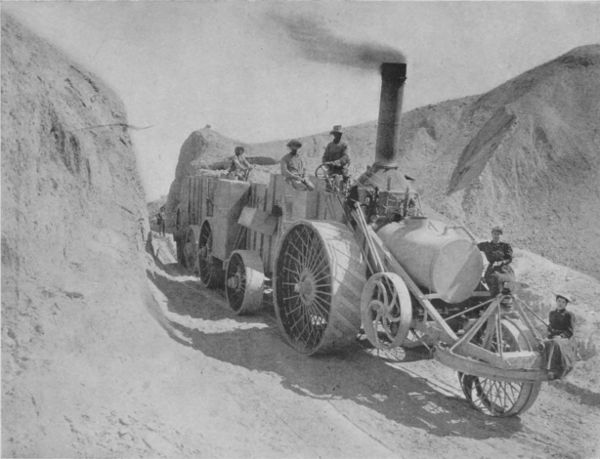 A TRACTION ENGINE HAULING BORAX FROM DEATH VALLEY