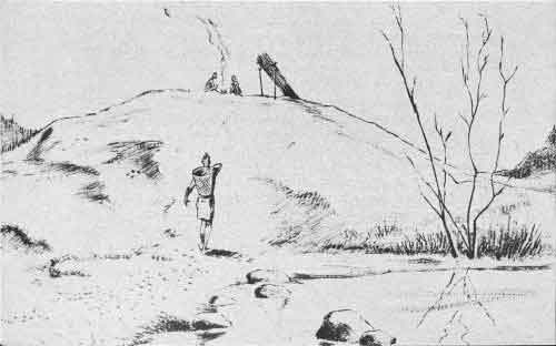Except for caves, a rough windbreak to give protection from bad weather was probably the only shelter known to the earliest Indians.