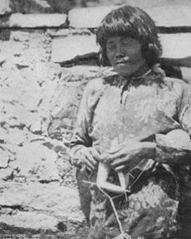 Blind Hopi Boy, knitting Stockings.