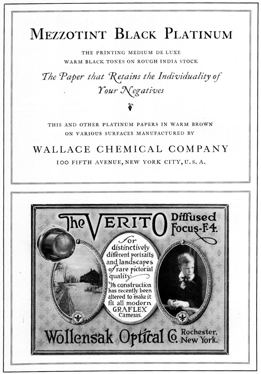 Advertisements: Wallace Chemical Company and Wollensak Optical Company