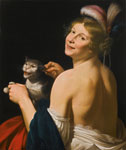 A Young Woman playing with a Cat