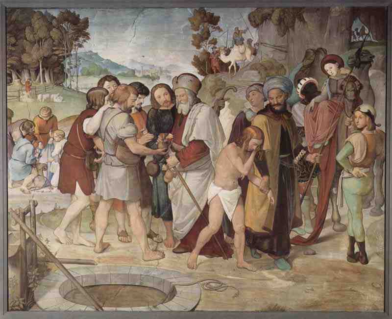 Fresco cycle of the Casa Bartholdy in Rome, scene: The sale of Joseph, Friedrich Overbeck