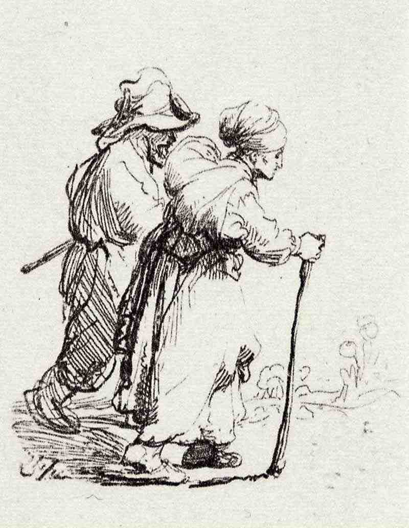 Wandering Beggar Pair Rembrandt Harmensz Van Rijn