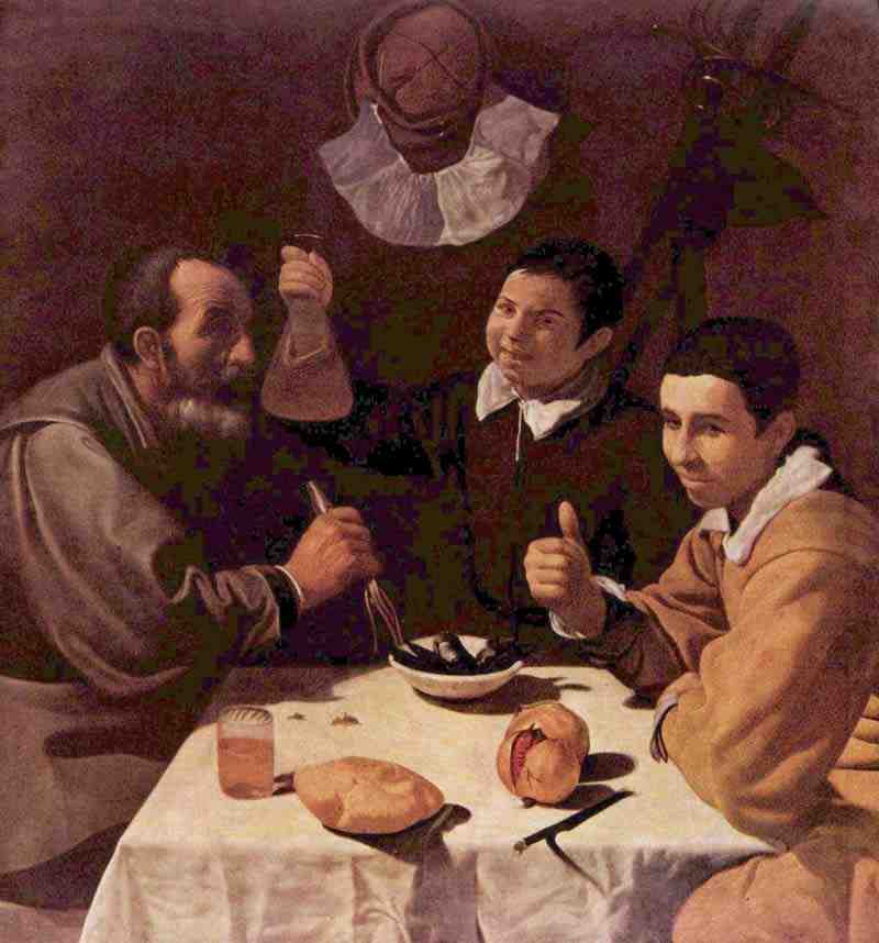 Three men at the table, Diego Velázquez
