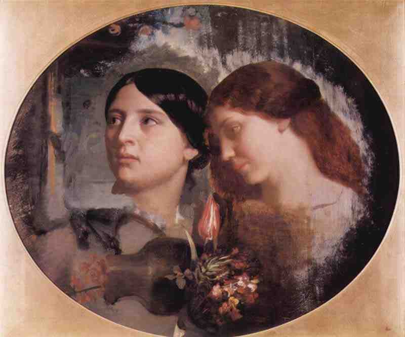 Two women with flowers, oval, Charles Gleyre