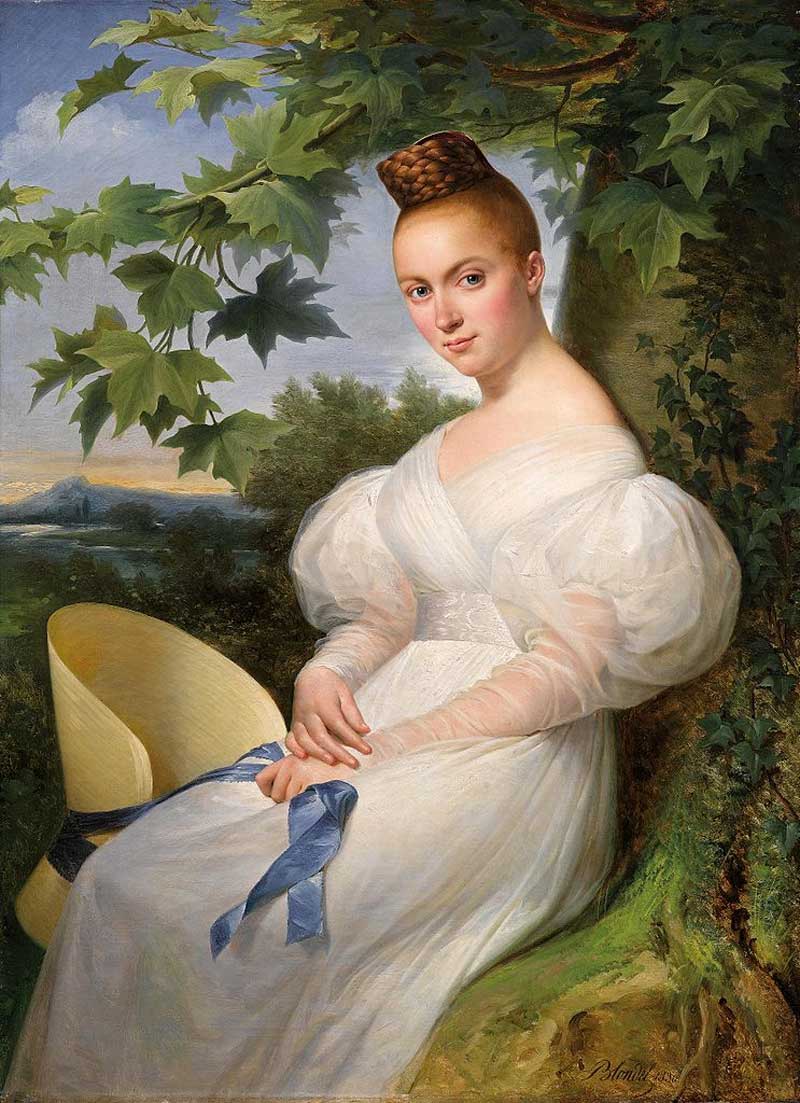 Portrait of a Woman seated beneath a Tree. Merry-Joseph Blondel