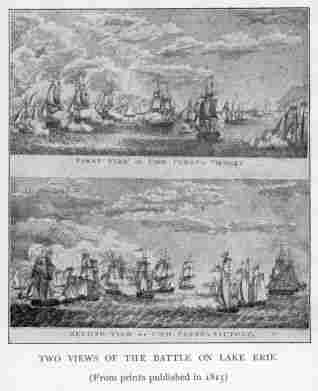 TWO VIEWS OF THE BATTLE ON LAKE ERIE (From prints published in 1815)