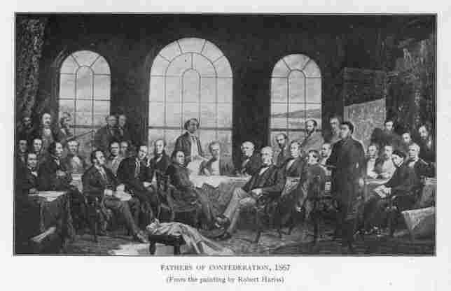 FATHERS OF CONFEDERATION, 1867. (From the painting by Robert Hariss)