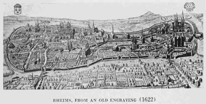 RHEIMS, FROM AN OLD ENGRAVING (1622)