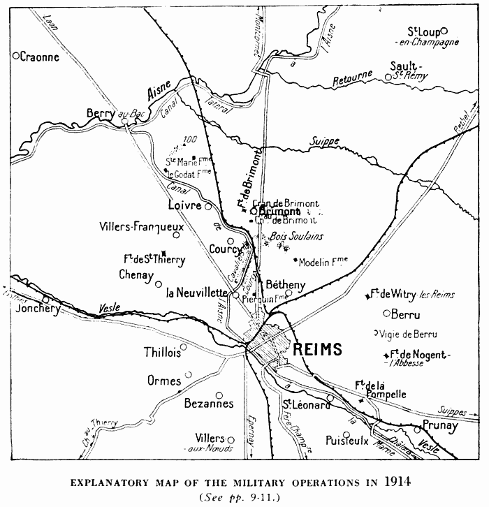EXPLANATORY MAP OF THE MILITARY OPERATIONS IN 1914 (See pp. 9-11.)