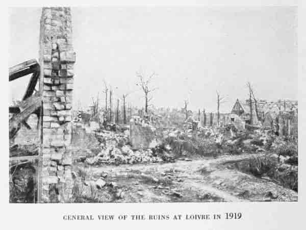 GENERAL VIEW OF THE RUINS AT LOIVRE IN 1919