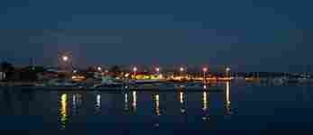 Nikiti port by night