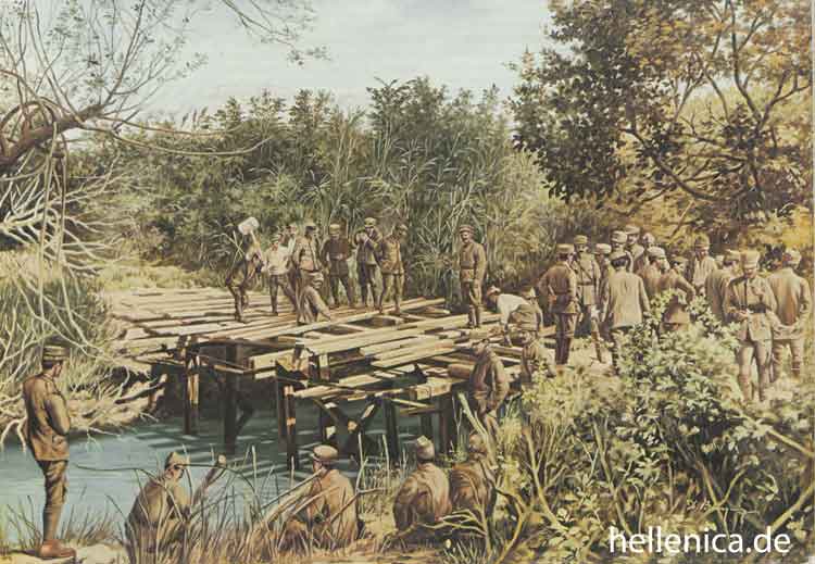 Battle of the Sakarya (Sangarios). Greek Army building a bridge