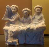 Banqueters and hetaera, Louvre Myr272, Myrina 25 BC