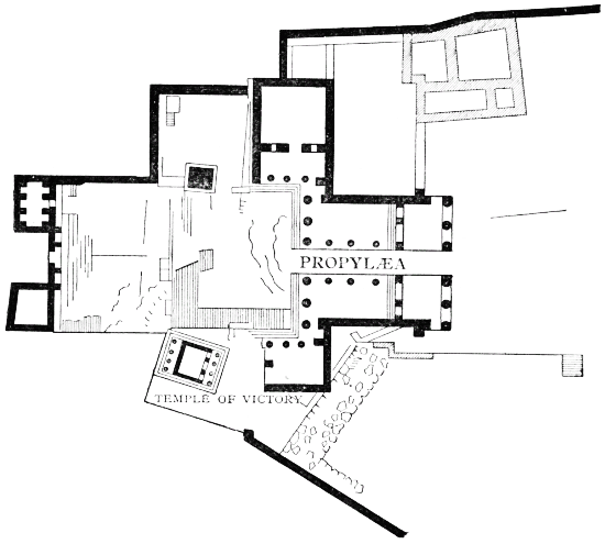 Fig 20.--Plan of the Propylaea and Temple of Wingless Victory.