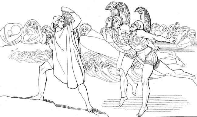 Odysseus im Hades, John Flaxman