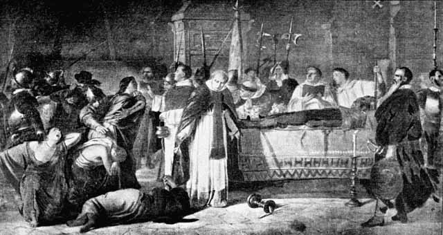 Illustration: DEATH OF ATAHUALPA, FROM A PAINTING IN THE CATHEDRAL AT CALLAO.