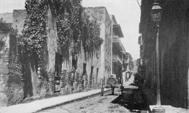 Illustration: STREET IN OLD QUARTER OF PANAMA.
