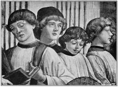 A GROUP OF CHORISTERS Detail from the Funeral of Santa Fina. (Domenico Ghirlandaio)