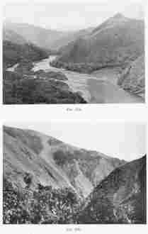 Fig. 53A—The smooth grassy slopes at the junction of the Yanatili (left) and Urubamba (right) rivers near Pabellon.