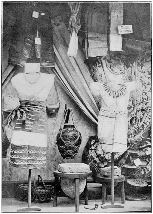 Igorrote Dresses and Ornaments, Water-Jar, Dripstones, Pipes, and Baskets.