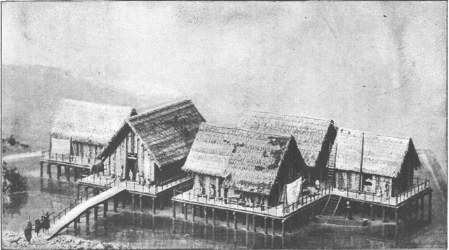ANCIENT SWISS LAKE DWELLINGS, ZURICH LAKE. (From Design by Dr. F. Keller.)