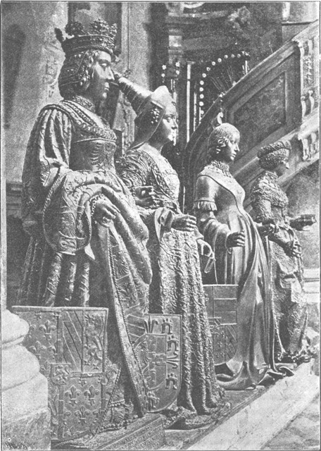 Elizabeth, wife of Albert II.; Maria of Burgundy; Eleanor of Portugal; Kunigunde, sister of Maximilian. (From Maximilian Monument at Innsbruck.)