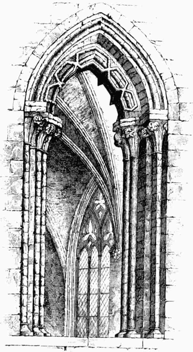 Illustration: ARCH DISCOVERED AT ENTRANCE OF LADY CHAPEL.