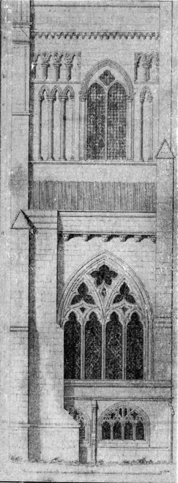 Illustration: COMPARTMENT OF CHOIR, EXTERIOR, NORTH SIDE.