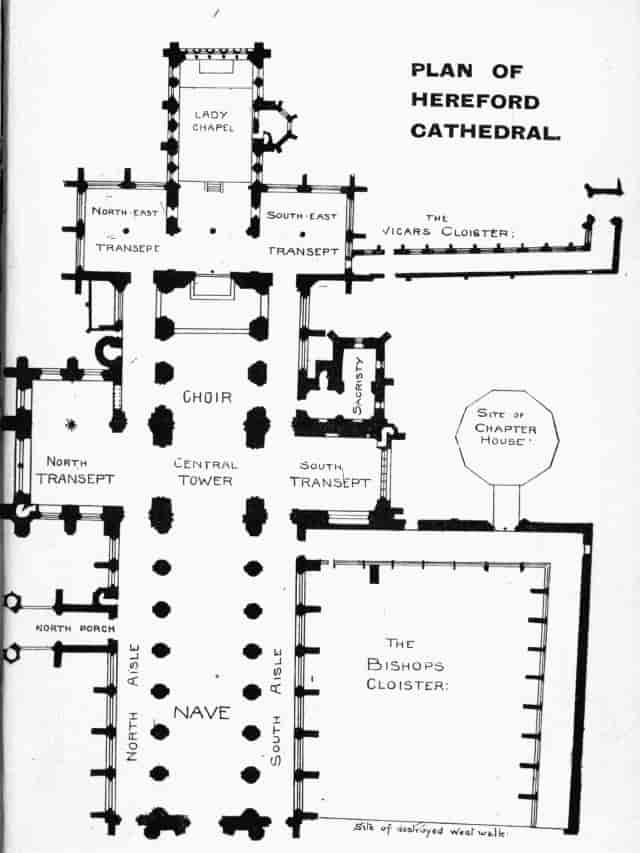 Illustration: PLAN OF HEREFORD CATHEDRAL.