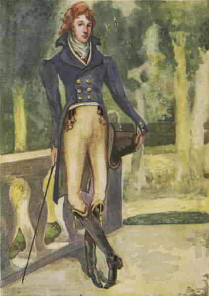 Modern portrait of a handsome young man in pre-revolutionary attire, that  is a dark navy blue with intricate gold and silver details, a golden cane.  detailed art work not blurry