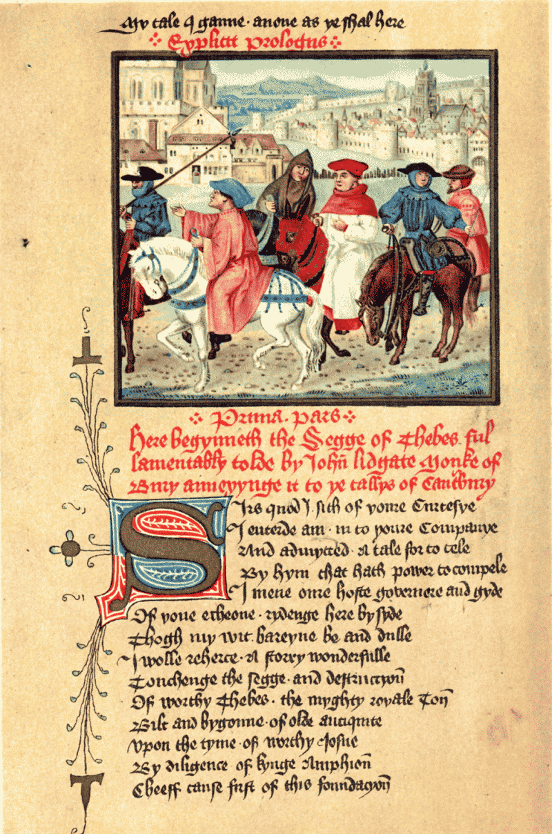 Illustration: CANTERBURY PILGRIMS From Royal MS., 18 D.ii, in the British Museum