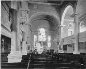 Plate XCIII.—Interior and Chancel, Christ Church; Interior and Lectern, St. Peter's Church.