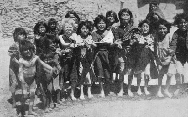 Hopi Children, at Oraibi, Waiting for a Scramble of Candy.
