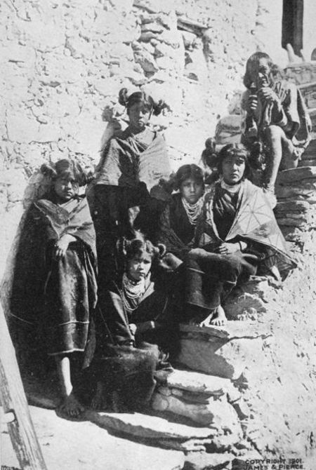 Group of Hopi Maidens at Shungopavi.