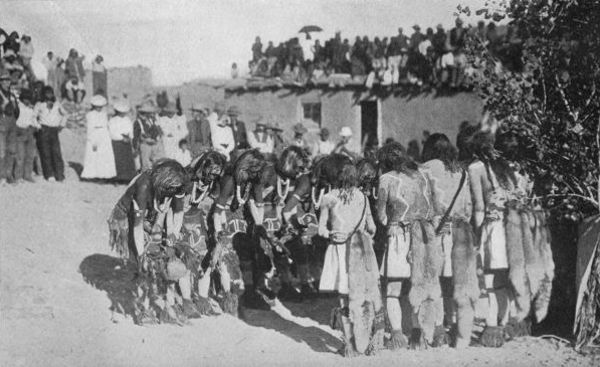 The Beginning of the Hopi Snake Dance, Oraibi, 1902.
