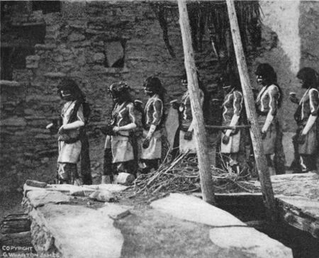 The Antelope Priests leaving their Kiva for the Snake Dance.